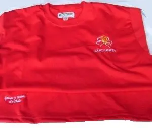 Polera Algodón Jersey Roja Bordada Caminante