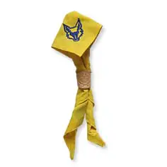 Mini Pañolin Amarillo Bordado Lobato con Miniturco de Cuero